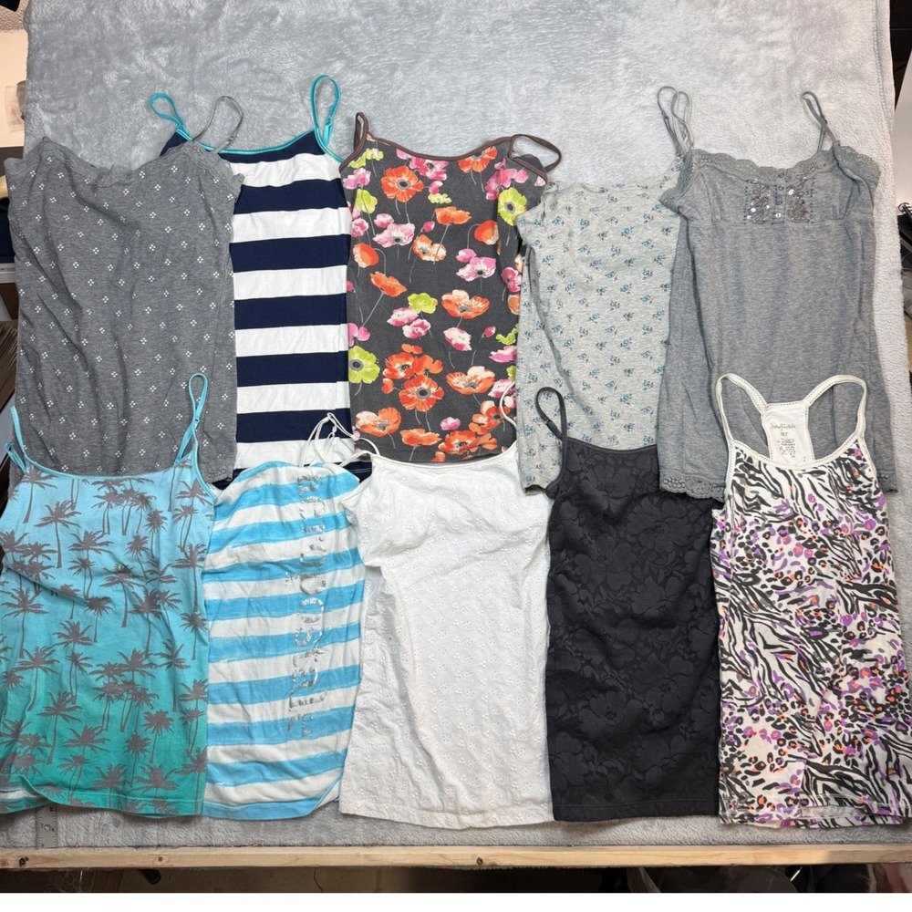 (10) Aeropostale Camisole Tank Top Lot Women M S XS Multicolor Y2K Spaghetti